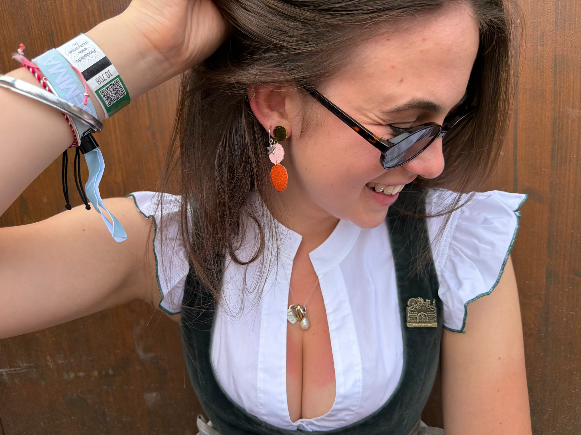 A Malin Marie wearing the Malin earrings